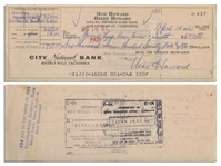 Moe Howard Lot of Two Checks Signed: Dated 15 April 1961 Measuring 8.25'' x 3'' &  Dated 26 December 1961, Standard Check Size -- Very Good Condition